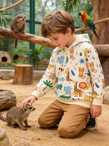 Image of Akyzic Baby Boys Dinosaurs Hoodie Boys Shark Pullover with Pocket Kids Truck Warm Sweatshirt Sweater