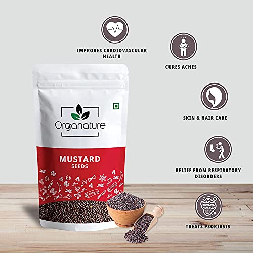 Image of Organature Fresh Natural Mustard Seeds Small 350 Grams | Ava Ginjalu, Sarso, Whole Rai, Sarson k beenj | Whole Mustard Black | Indian Spice, Naturally Processed, Brown Mustard