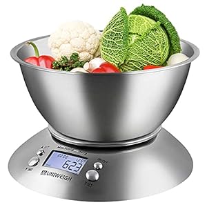 UNIWEIGH Digitale Küchenwaage mit Schüssel 2.15L