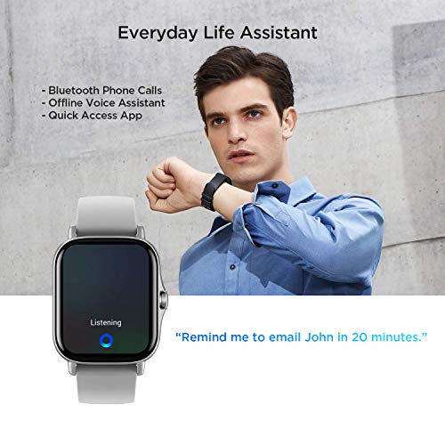 Image of Amazfit GTS 2 Smart Watch, 1.65 inch (4.2 cm) AMOLED Display, Built-in Amazon Alexa, Built-in GPS, SpO2 & Stress Monitor, Bluetooth Phone Calls, 3GB Music Storage, 90 Sports Modes (Urban Grey)