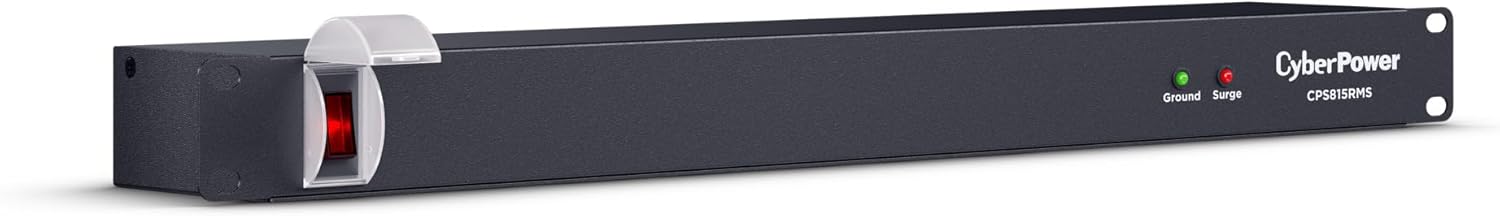CyberPower CPS815RMS Surge Protector, 125V/15A, 1800 Joules, 8 Outlets, 6ft Power Cord, 1U Rackmount, UL Listed