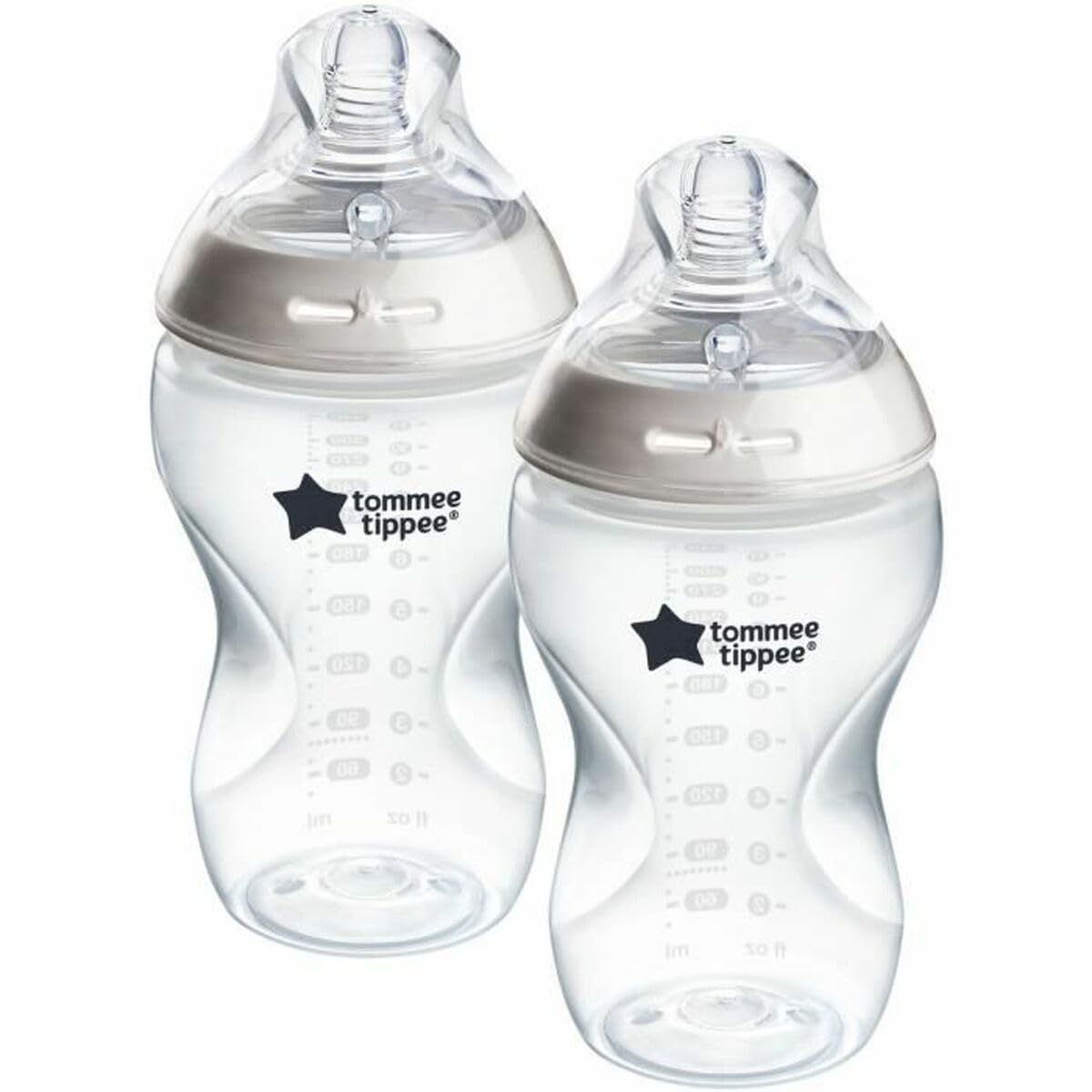 Tommee Tippee -Baby bottles, Natural Start anti-colic bottles, 340 ml, breast-like teat, anti-colic valve, self-sterile, accessories, decorative pack of 2