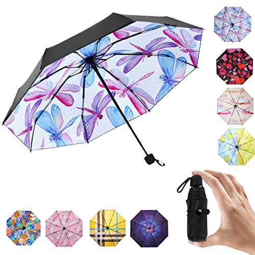 MRTLLOA Mini Portable Sun & Rain Umbrella, -8.4OZ Weight and 7.4inch Length Compact