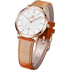 White dial & Rose gold bezel & Brown band