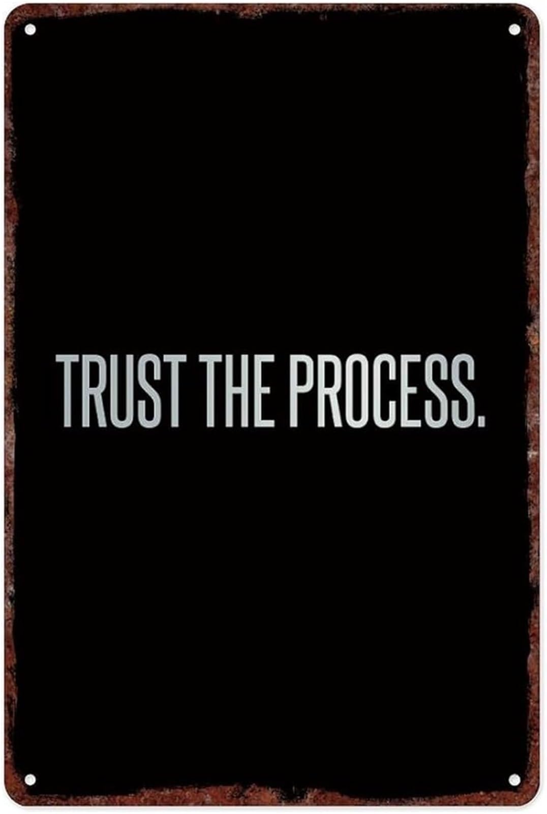 IDGTTLDF Retro Trust The Process Motivational Quote on Metal Sign for Garage Home Office or Workshop 8 X 12 in