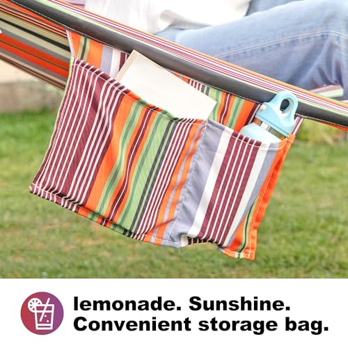 Image of GAFETE Hammock 2 Person Quilted Fabric Hammocks for Outside, Double 12ft Hammocks with Spreader Bar, Large Removable Pillow, Storage Bag, Carabiners, Max 475 lbs Capacity (Canyon Sunset)