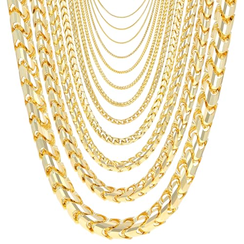 Nuragold 10K Real Yellow Gold Solid Franco Diamond Cut Chain Necklace 16