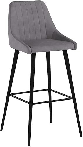 Miniatura 4 de DUHOME Juego de 2 sillas de bar de terciopelo, taburetes de terciopelo, sillas modernas para mostradores, taburetes de cocina, bar, color gris