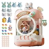 Large Claw Machine Arcade Toy with LED Light & Adjustable Sound,14' Candy Dispenser Toys Mini Vending Gashapon Machine for Kids Christmas Birthday Gifts for Girls Boys Ages 3+(Rabbit)