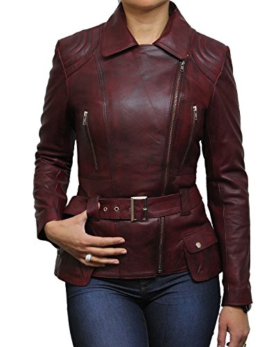 BRANDSLOCK Womens Classic Leather Biker Jacket Genuine Skin