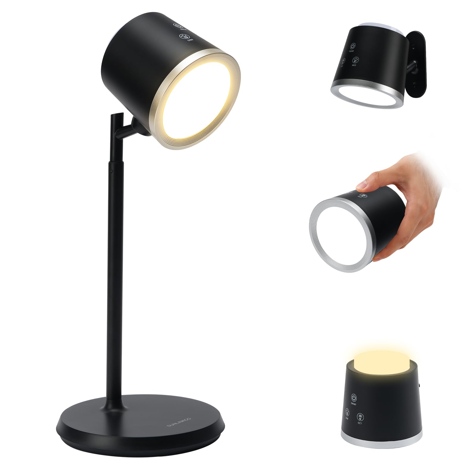 Magnetic Rechargeable LED Desk Lamp Cordless Dimmable Reading Light with 3 Color Modes 360 Rotation for Home Office