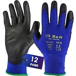 Marcas De Guantes De Trabajo S&R 12 Pares Guantes de Trabajo para Hombre Talla 8. Guantes de protéccion Pintura Mecanico Bricolage Almacen