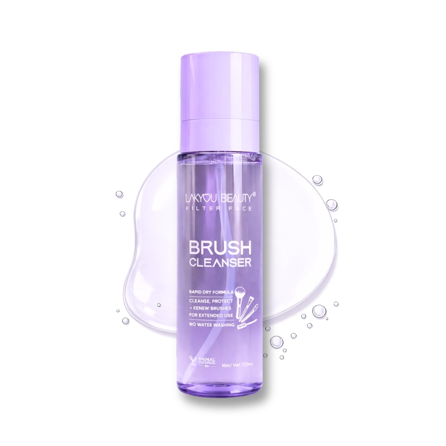 lakyou beauty filter face brush cleanser | 100ml | rapid-dry makeup brush cleaner | cleans, protects & renews brushes | no rinse formula | salon quality care