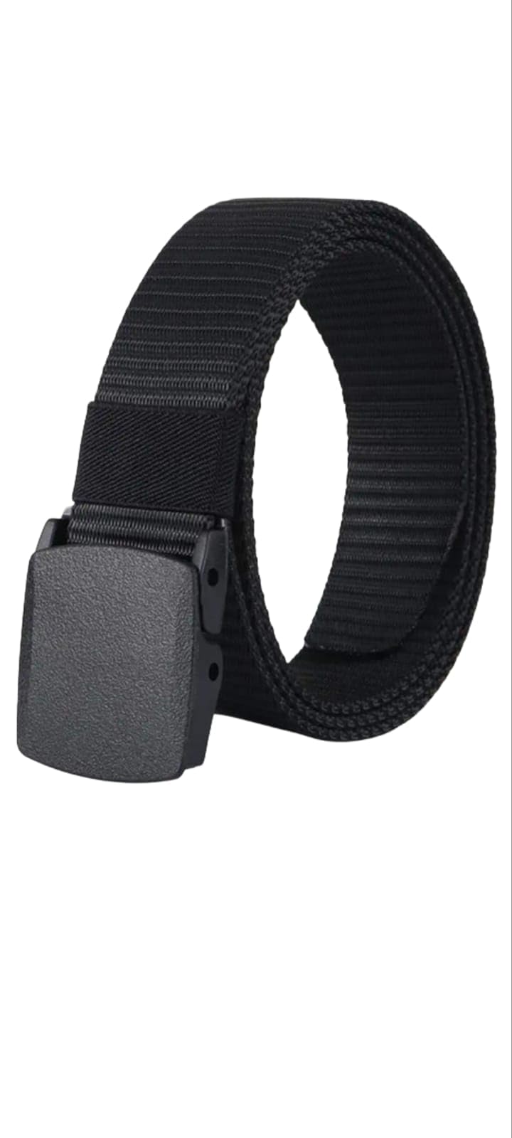 Nylon Fabric Belt for Men, Plastic Flap Buckle, No Hole Canvas Belt