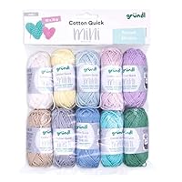 Gründl Wolle Cotton Quick Mini Shades - dünne Wolle zum Häkeln von kleinen Figuren - Glänzend und hautfreundlich - 100% Baumwolle - 10 Miniknäuel 15 g / 37 m - Nadelstärke 3-4 - pastell