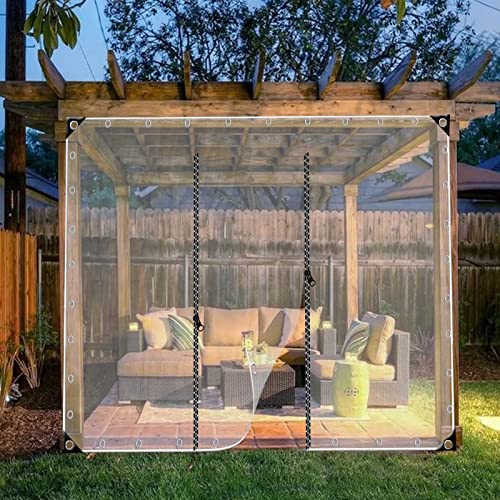 Outdoor Vinyl Curtain, Clear Gazebo Side Panels Heavy Duty Waterproof Tarp, for Pergola, Garden, PlantsResistant Outdoor Curtains,with Zipped Door