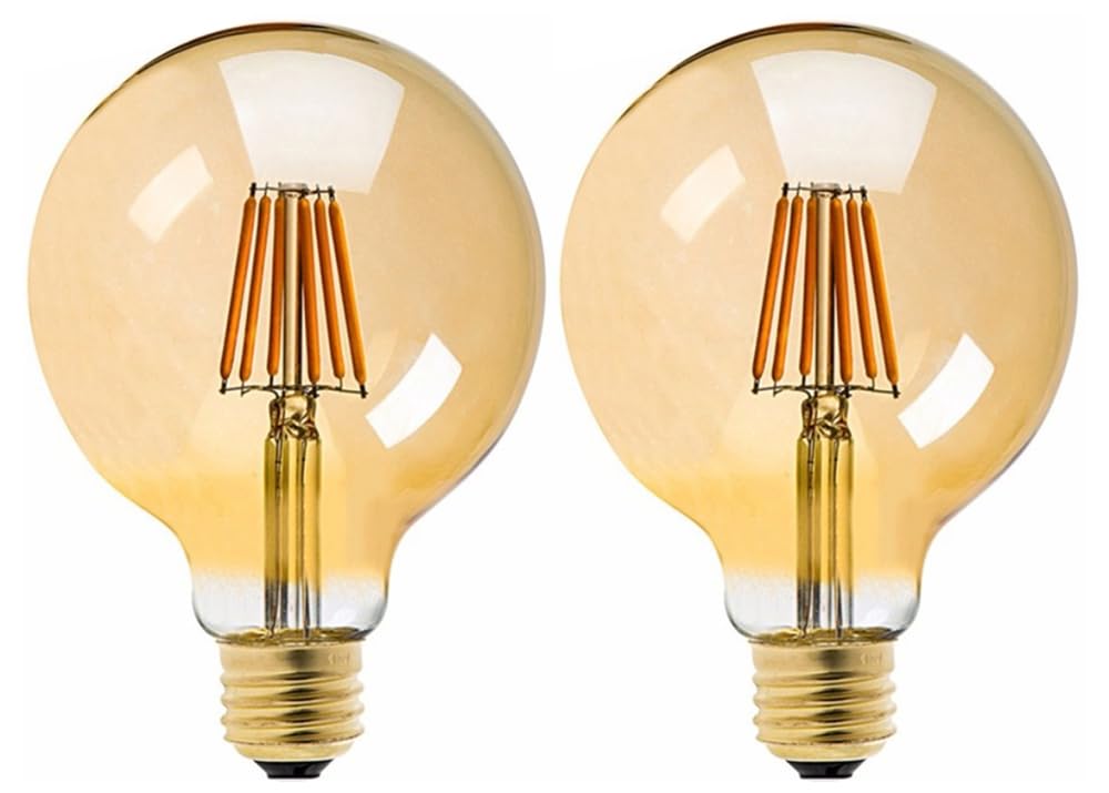 Leo's Light Vintage LED Filament Bulb G95 (φ95mm) 4W Decorative Large Globe LED Filament Bulb, E27 Screw Base, Warm White 2200K, 40W Equivalent, 350lm (Amber, 4W)