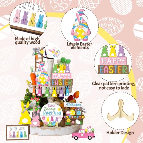 Decoración de bandeja de Pascua y adornos de madera rústicos para mesas 5