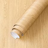 HOLOMEY Light Wood Contact Paper for Countertops Cabinets 16x78 inch Matte Thick Wood Peel and Stick Wallpaper Waterproof Removable Self-Adhesive Wooden Vinyl Wrap for Kitchen Table Desk DIY Sticker