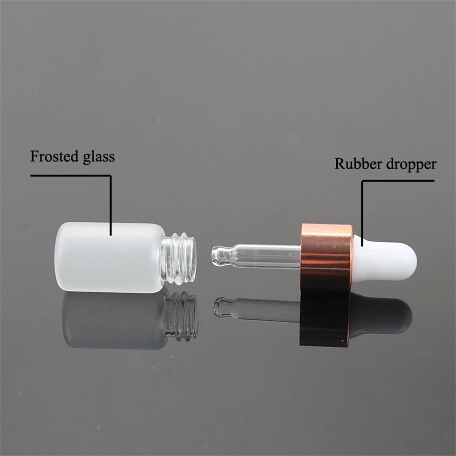Gotero Botella cuentagotas esmerilada de vidrio 2ml 3ml 5ml botellas perfume con pipeta reactivo tapa rosa for aceite esencial(5ml,30 pcs)