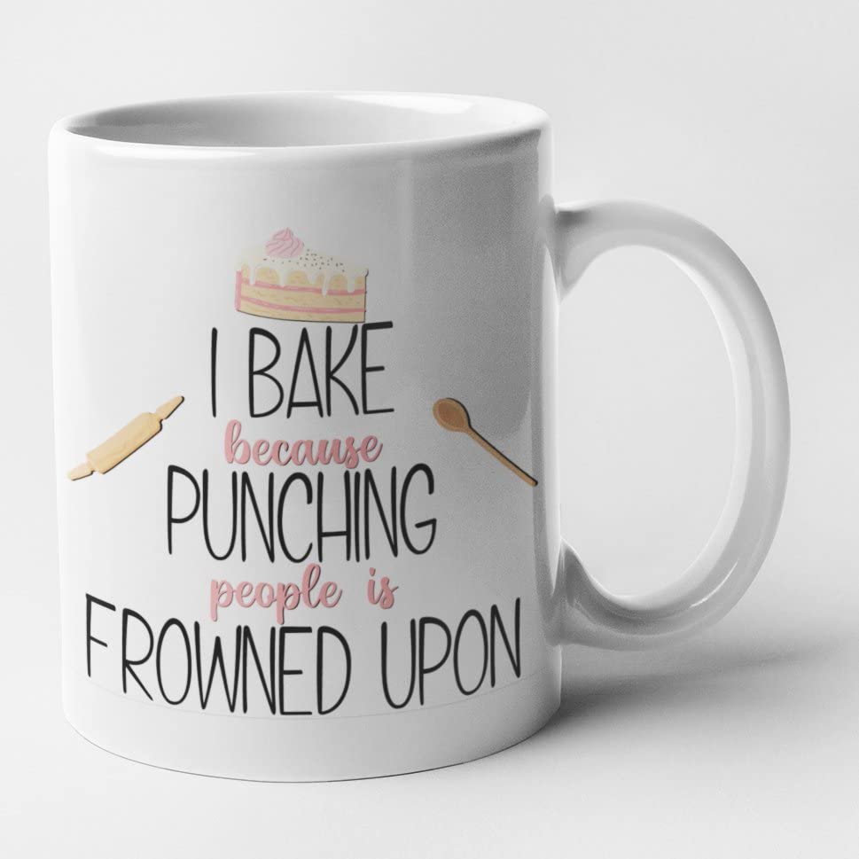 Dillo I Bake Because Punching People is Frowned Upon - Baking Mug by McMug78606