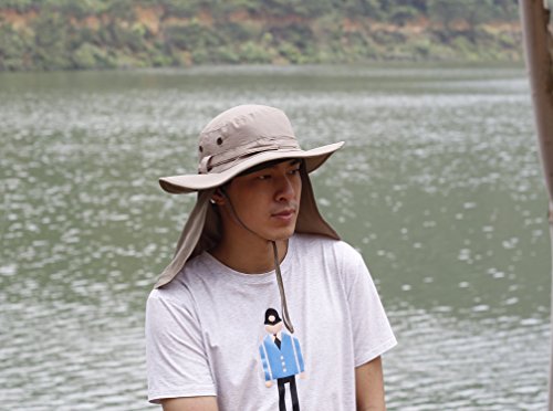 Image of Home Prefer UPF50 Mens Sun Hat with Neck Flap Quick Dry UV Protection Cap Womens Wide Brim Fishing Hat Neck Flap Beach Garden