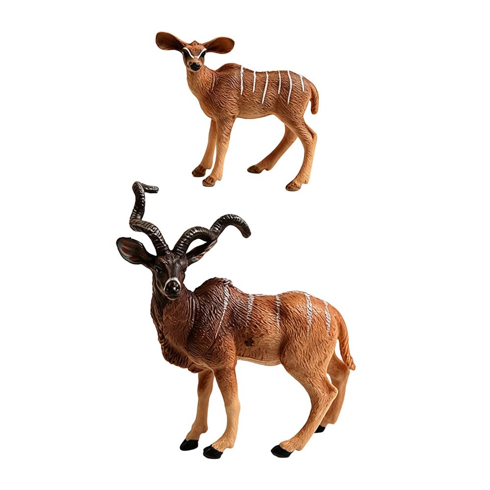 Jehoshaphat 2Pcs Solid Static Wild Antelope Himalayan Sheep Figurine Natural Animal Ornament for Indoor Space Display Decoration