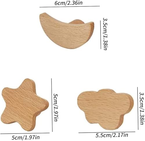 Miniatura 6 de 6 pomos de puerta para niños, diseño de estrellas, luna, nubes, perillas de armario, manija creativa para armario, decoración del hogar