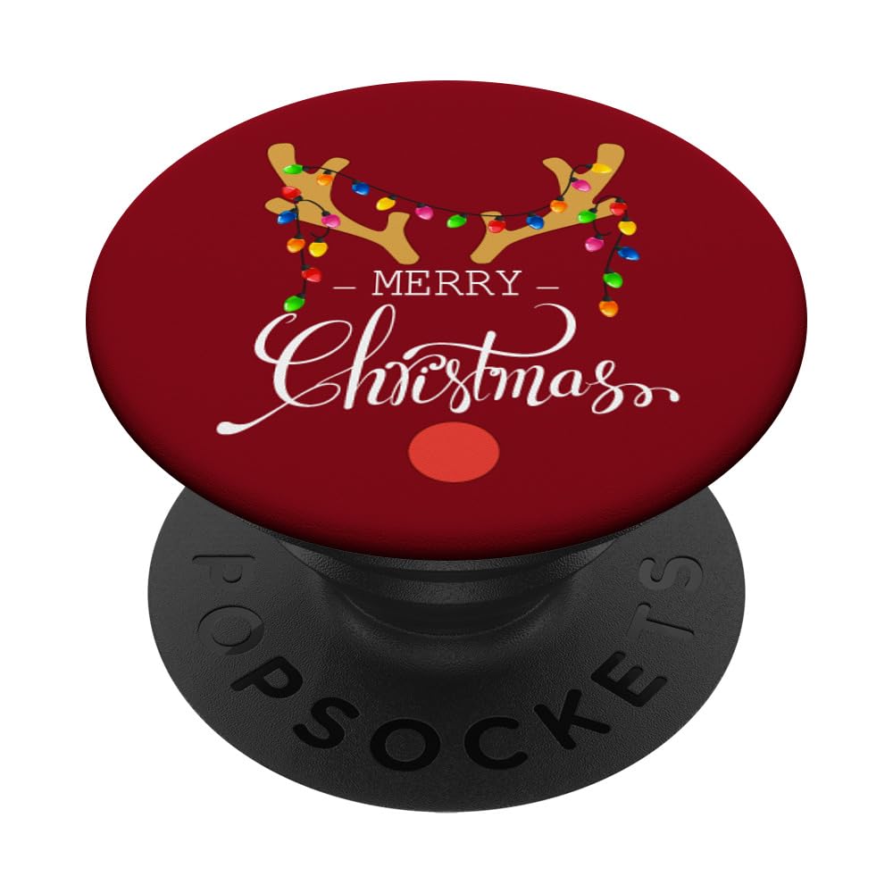 Merry Christmas Reindeer Face Xmas Family PopSockets Standard PopGrip