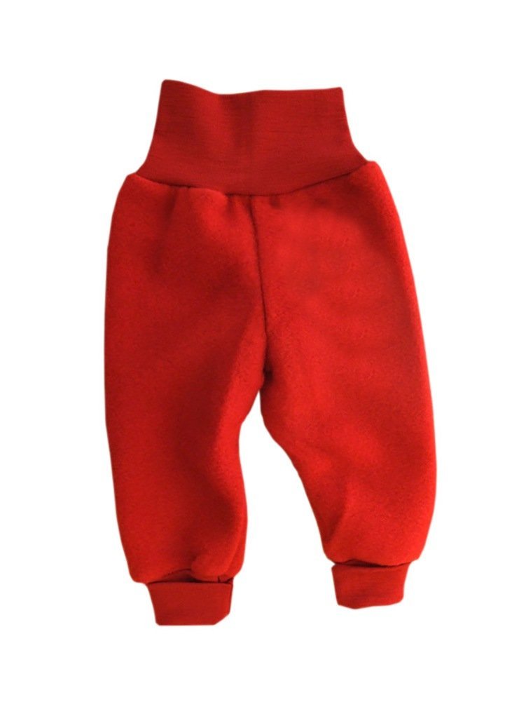 Baby Fleece Trousers 100% Virgin Wool Engel Natural with Navel Waistband, Sand melange, 74/80 cm