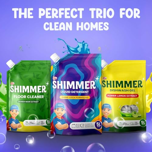 Image of Shimmer Floor & Surface Cleaner Liquid - 5L Family Pack | Non Toxic, Eco Friendly, Safe on Hands | Citrus Fragrance | All Purpose Floor Cleaner for Tiles, Bathroom & Kitchen | Removes Tough Stains