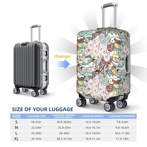 Ethnic Colorful Doodle Texture Print Luggage Cover Elasticated Suitcase Covers TSA Approved Stylish Scratch Washable Resistant Case Protector for Kids and Adults4