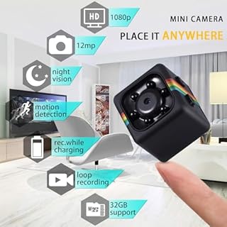 Spy Camera No WiFi, Bextgoo Hidden Camera with 32GB Memory Card, Mini Camera, 12MP Photo Shoot, 1080P Video, Night Vision, Motion Detection, 360°Rotation Bracket