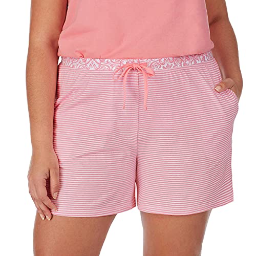 Image of Carole Hochman Women's 4-Piece 100% Cotton Pajama Set - V-Neck T-Shirt, Tank, Capri Pants & Shorts with Drawstring & Pockets