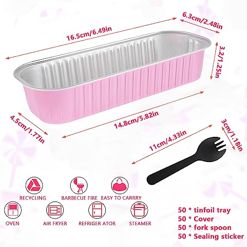 Set di 150 mini teglie per pagnotta con coperchi e cucchiai, in alluminio da 200 ml, riutilizzabili, antiaderenti, contenitori portatili per pane, cupcake, per la cucina domestica - immagine 4