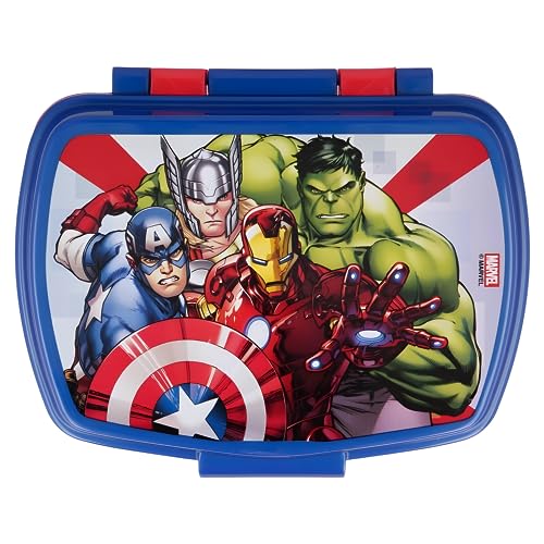 Mevsim Store Avengers Fiambrera - Para Niños -17x14x6cm - Lunhbox - Fiambrera de Plástico con clip, Fiambrera para Guardería