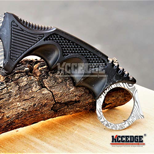 Csgo Karambit Advanced Tactical Knife Survival Knife Hunting Knife Fixed Blade Knife Razor Sharp Edge Camping Accessories Camping Gear Survival Kit Survival Gear 51763 (Damascus Steel Etched) #TOP2