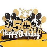 HOMANGA Happy 50th Birthday Pop Up Card, 50th Birthday 3D Greeting Card for Men or Women, 50th...