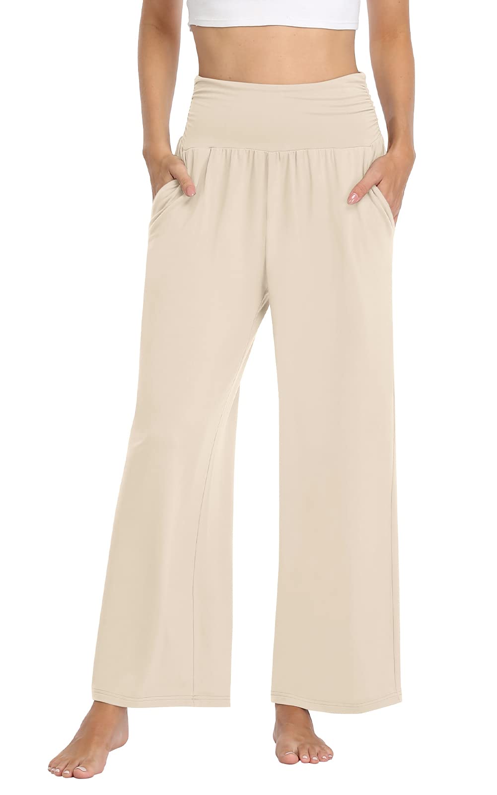 TARSE Womens Wide Leg Pants Casual Loose Yoga Sweatpants Comfy Lounge Pajama Flowy Pants Pockets