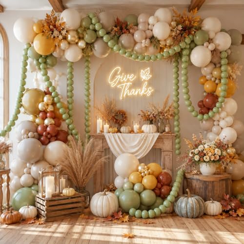 Image of Sage Green Linking Balloons, 100PCS 6 Inch Olive Green Quick Link Balloons | Sage Balloon for Balloons Garland Arch, Fall Thanksgiving Boho Birthday Bridal Baby Shower Wedding Woodland Party Decorations