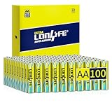 LONLIFE Double A Batteries,100 Pack Alkaline Double A Batteries,AA Alkaline High-Performance Batteries, Leakproof 1.5v Batteries,10-Year Shelf Life