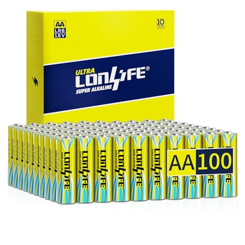 LONLIFE Double A Batteries,100 Pack Alkaline Double A Batteries,AA Alkaline