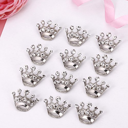 Luoem 12 Pieces Crown Brooch Fashion Diamond Wedding Party Pageant Tiara Crown Corsage For Wedding Valentine's Day Supplies (Silver) #TOP6