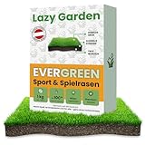 Lazy Garden Evergreen Premium Rasensamen 1 kg für 30 m²| hitzeresistenter Spiel- & Sportrasen | schnelle Keimung ab 10 °C | dicht, strapazierfähig & regenerationsstark | für Neu- & Nachsaat