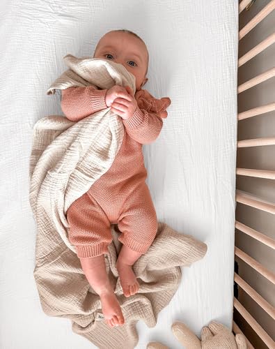 Image of Crib Sheets for Baby Boy Girl 2 Pack, Fitted Crib Mattress Sheet 28 inch x 52 inch, Muslin Toddler Bedding with Neutral Style, Nursery Bedding Essentials (White & White)