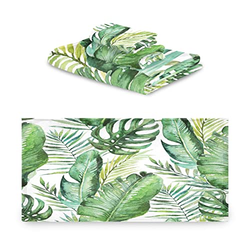 Hatesah BATHTOWELSET0331_CHILD10 Bath Towels Set Soft Highly Absorbent Spring Green Tropical Palm Fern Leaves Decorative Towel Set 3 Piece,1 Bath Towel,1 Hand Towel,1 Washcloth,Luxury Towels thumb #1