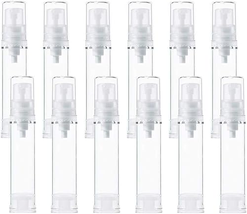 12 botellas de prensa transparentes sin aire, botella de plástico portátil al vacío, muestra recargable, contenedor de viaje, frascos, frascos,