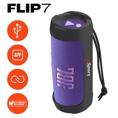 Image of JBL FLIP 7 Waterproof Portable Speaker Bundle with gSport Silicone Sleeve (Purple)