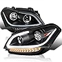 Spec-D Tuning Black Clear LED Bar Projector Headlights Compatible with 2010-2011 Kia Soul, Left + Right Pair Headlamps Assembly