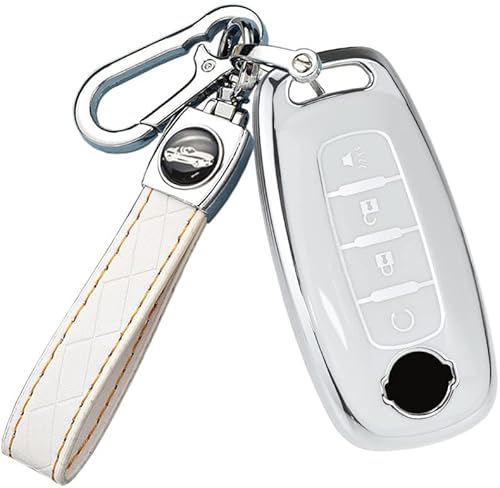 Miniatura 10 de SANRILY Funda suave para llavero de 4 botones con borde plateado para Nissan Ariya 8 Gen th New Teana Accessories sin llave TPU con llavero de cuero
